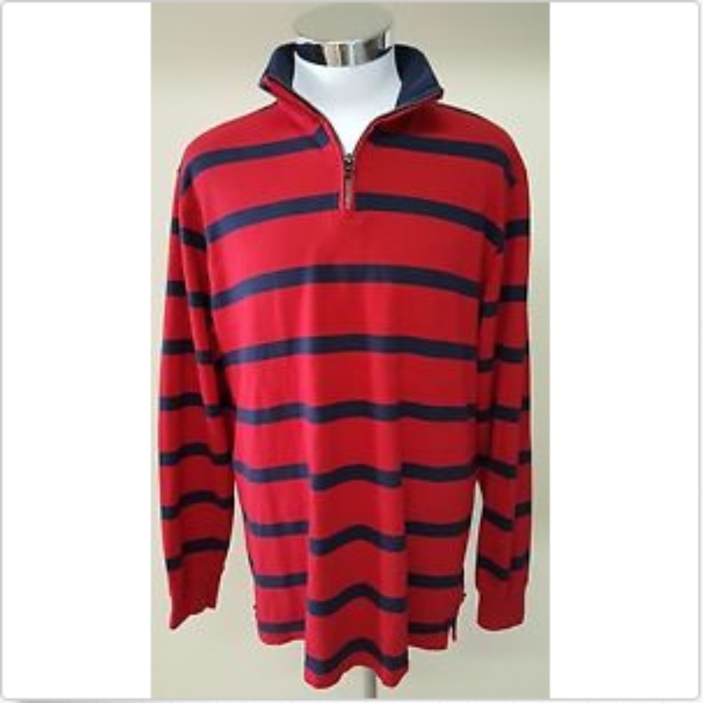 Chaps Mens Striped Sweater Pullover Red Blue Sz XL